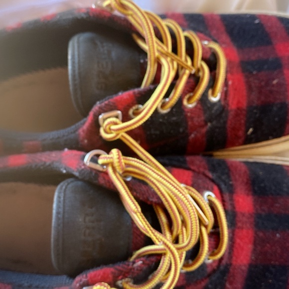 Sperry Red and Black Plaid Sneakers - Picture 1 of 4